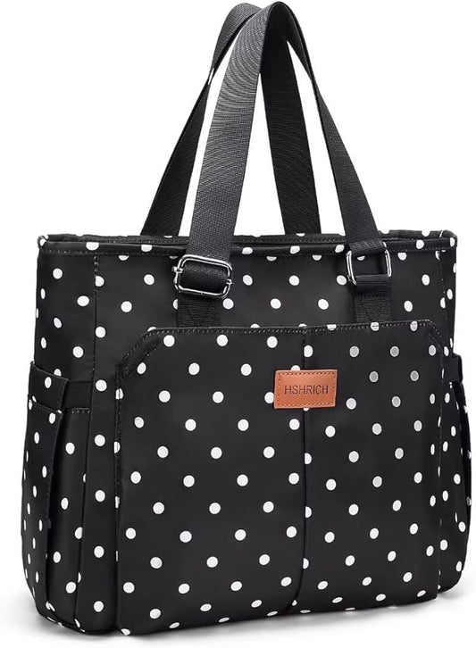 Lunch Bag Lunch Box Women - Large Tote Lunch Bags Men Women: Leakproof Insulated Lunch Cooler Bag for Adults 14L, White Dots