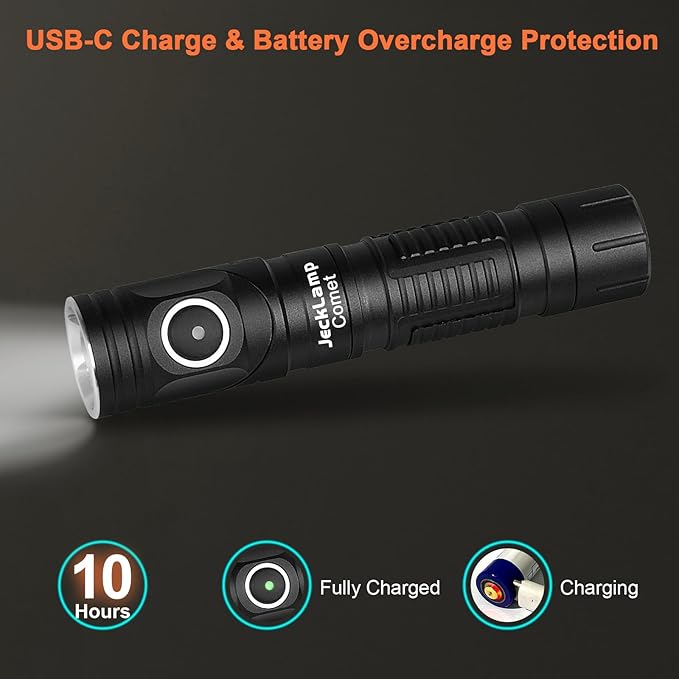90 Degree EDC Flashlight, 1200 High Lumens Magnetic Flashlight with Clip, 6 Modes Rechargeable Led Headlamp, Pocket Tactical Flashlight for Working, Camping(Battery Included)