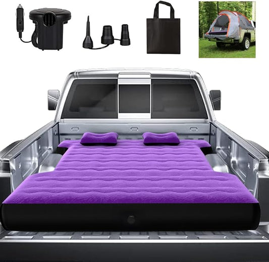 Camping Pickup Truck Bed Air Mattress Thicken Sleeping Pad for 5.5-5.8Ft Full-Size Short Truck Beds Outdoor Camping Car Travel(Purple)