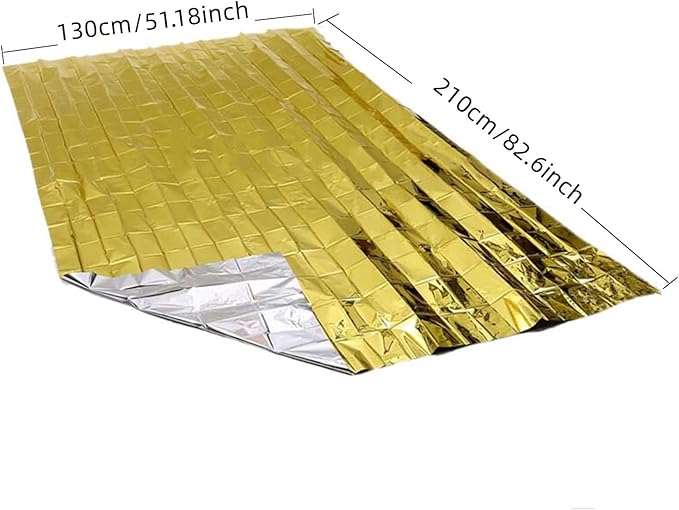 Emergency Mylar Thermal Blankets, Silver Gold Foil Survival Blanket Space Blanket Survival Kit for Outdoors, Camping, Hiking, Survival or First Aid (Gold, 1pc)