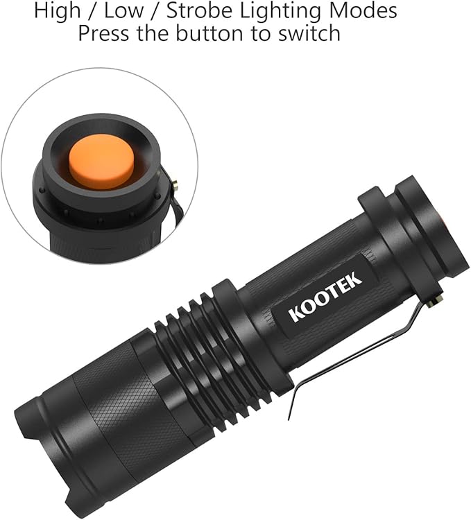 Kootek Mini LED Flashlights Pocket Pen Flashlight 5 Pack Ultra Bright 300 Lumens Handheld Flashlights Adjustable Focus Small for Kids Child Camping Cycling Hiking Emergency Torch Light