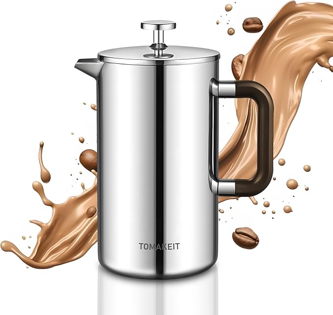 1L/34 Oz French Press Coffee Maker,304 Stainless Steel Coffee Press,Durable & Easy Clean,Leak-Proof Design,Prensa Francesa Para Cafe for Home,Office,Camping