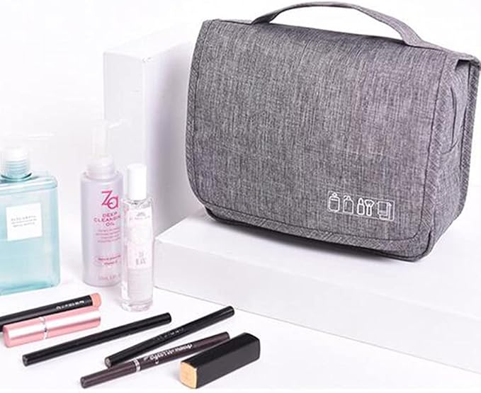 Travel Makeup Bag Water-resistant Toiletry Cosmetic Bag, Hanging Travel Toiletry Bag for Men Women and Girls, Multifunction Cosmetic Bag for Accessories, Shampoo, Toiletries,Gray