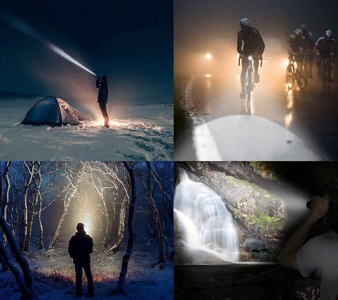 LED Rechargeable Flashlight Set, Bright 8000 Lumens 18650 Flashlights High Lumens with 5 Modes, Waterproof Flashlights for Outdoor Hiking 9900mAh Battery