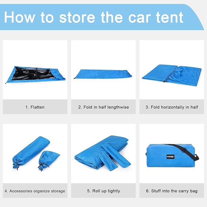 G4Free Portable SUV Tent Tailgate Shade Car Canopy with Mosquito Net for Outdoor Camping Car Travel (Blue)