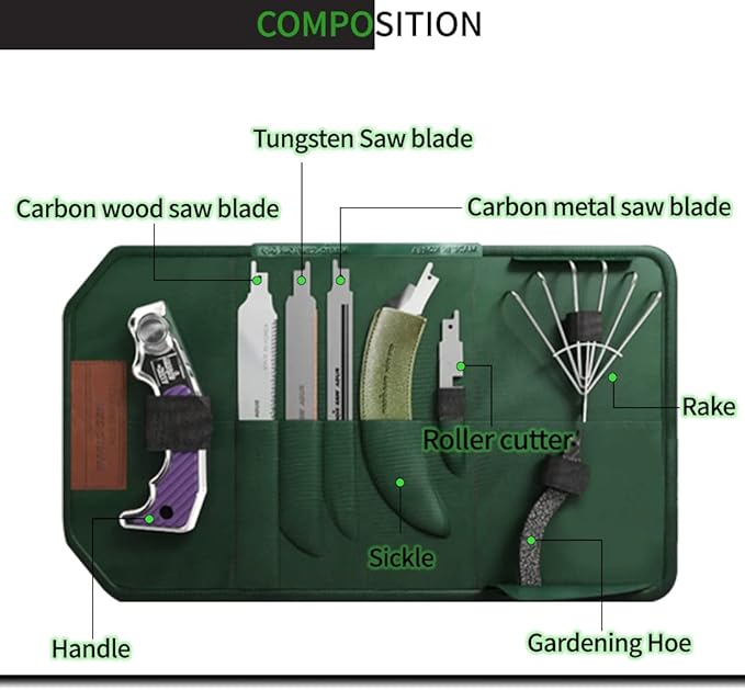 15-in-1 Multi-Tool with One-Touch Safety Lock - Professional Knife for Metal, Wood, Saw Blade, Heo, Rake, Sickle, Tungsten Carbide, Tile Glass Cutter - Outdoor, Camping, Hunting, Gardening, Hiking