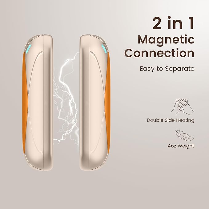 Hand Warmers Rechargeable, 2 Pack Magnetic Electric Hand Warmers, 6000mah Max 12Hrs Quick Charge Portable Hand Warmer, Great Gift for Christmas, Raynauds, Outdoors, Hunting, Golf, Camping