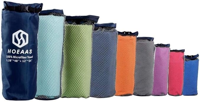 HOEAAS 2 Pack Microfiber Camping Towels, Quick Dry Towel, Super Absorbent Ultra Compact Travel Towel Soft Lightweight Sports Towel for Sweat Fast Drying Towels for Pool,Gym,Hiking,Backpacking,Fitness
