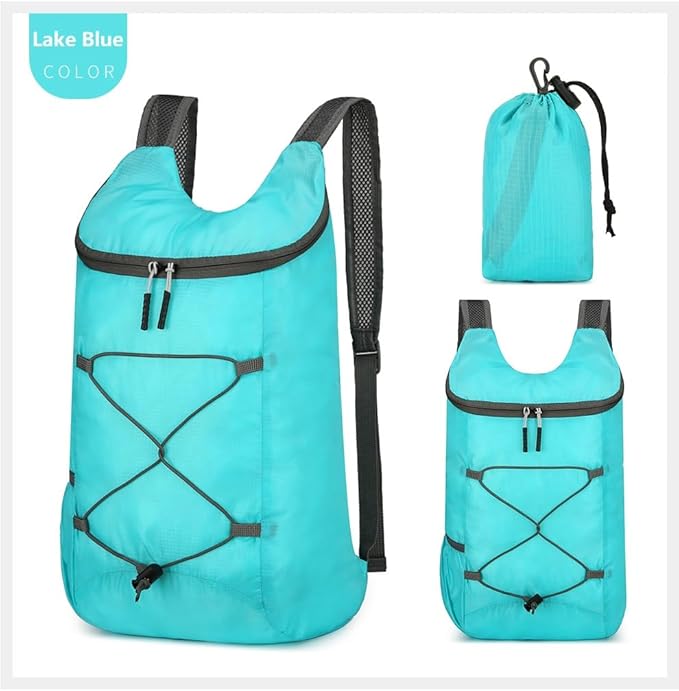 16L Hiking-Daypack Lightweight-Foldable Travel-Backpack Water-Resistant Camping Outdoor Packable Easy Carry-on Bag (Lake Blue)