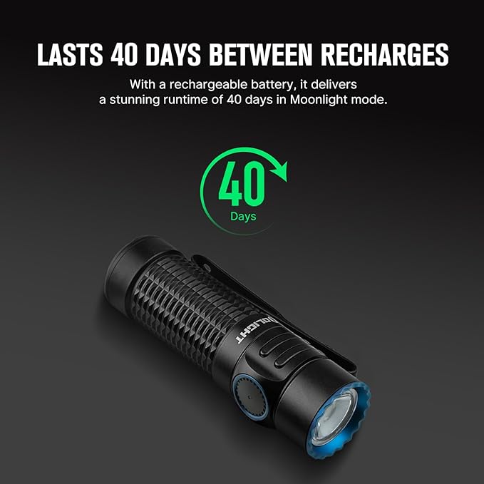 OLIGHT Warrior Nano Tactical Flashlight, 1200 Lumens Rechargeable LED Light with MCC Charger, Dual Switches EDC Flashlight for Emergency, Outdoors and Camping (Black)