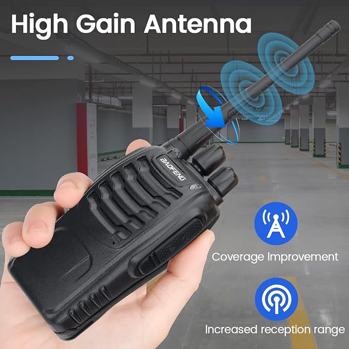 Baofeng Walkie Talkies Long Range Walkie Talkie for Adults with Earpiece Mic Rechargeable 2-Way Radios Copy Frequency Handheld Two-Way Radios Transceiver Walky Talky with USB Base Charger for Camping