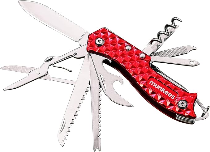 11-In-1 multifunctional pocket tool portable folding tool with blade, scissors, corkscrew, serrated, screwdriver,opener, for outdoor, disaster prevention, operation, camping tools