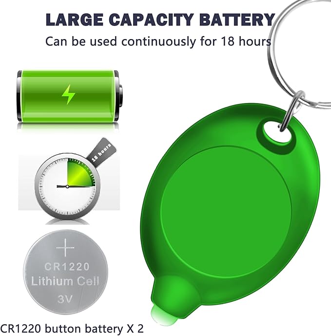 Mini LED Green Light Keychain Flashlight, Small Keychain Flashlight 12 Lumen Portable Pocket Flashlight, Ultra Bright Micro LED Flashlight Green Light Flashlight with Green Shell (6PCS)