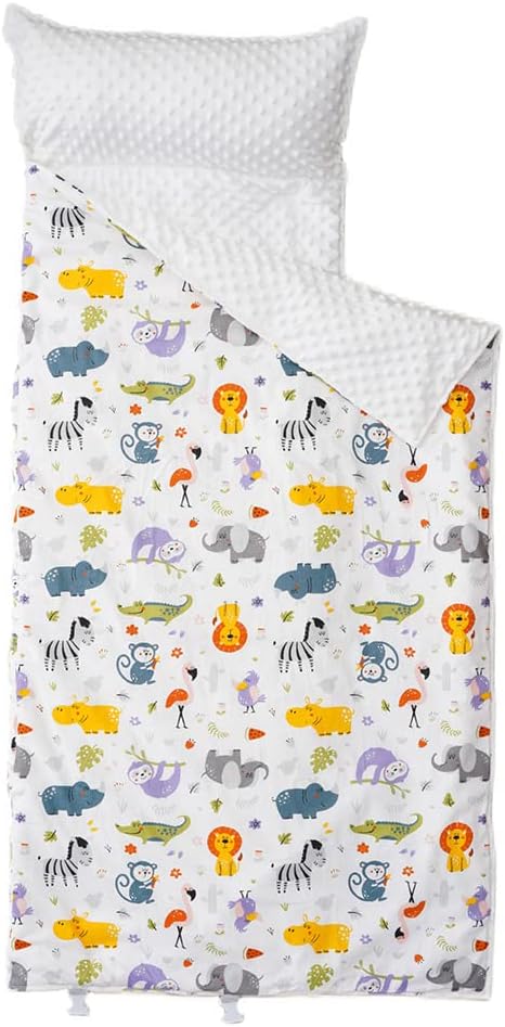 Bunnikins & Clover Toddler Nap Mat with Removable Pillow, Nap Mats for Preschool, Easy Clean Toddler Nap Pad for Kindergarten, Kids Sleeping Bag for Travel Camping