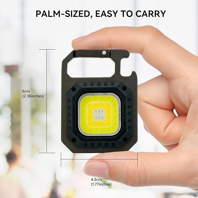 Flashlight Keychain Light, 7 Light Modes Waterproof Portable Pocket Light with Battery Display Bottle Opener Magnet for Walking Camping