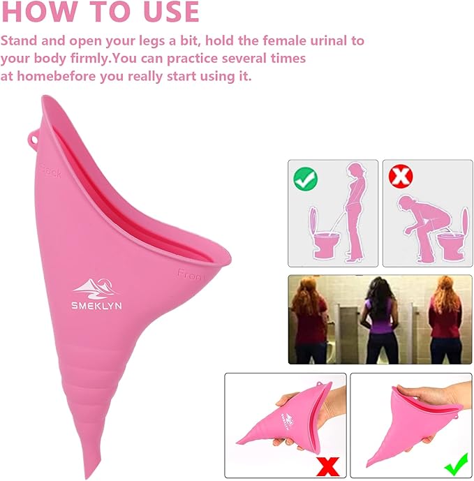 Female Urination Device Women Pee Funnel Reusable Silicone Urine Cup Female Urinal Post Surgery Pee Standing Up Perfect for Camping Hiking Travel Road Trip Accessories-Plus Size