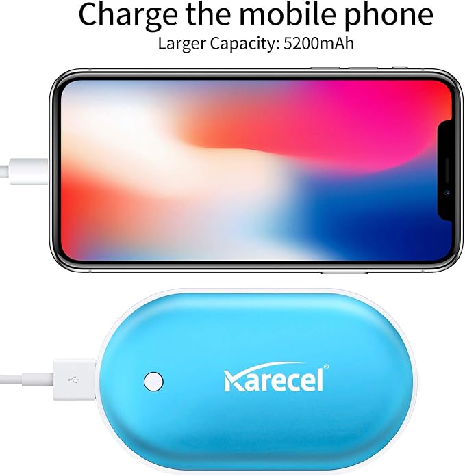 Karecel Hand Warmers Rechargeable, Electric Hand Warmer Reusable 5200mAh Portable USB Heater Battery Hot Pocket Warmer Heat Handwarmers, Cool Winter Gift for Men and Women Outdoor Camping Skiing