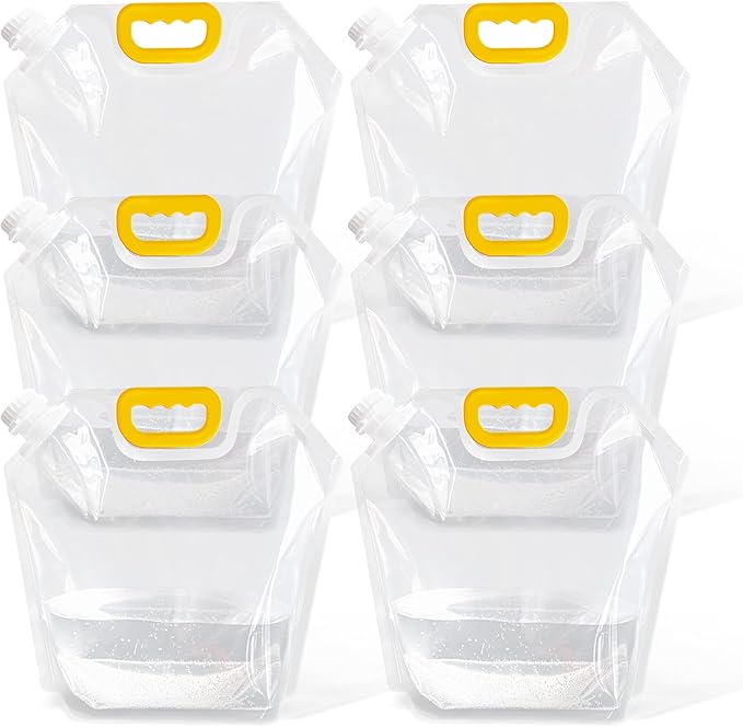 4Pack Collapsible Emergency Outdoor Folding Water Jug Container Bag Freezable, BPA Free Plastic Water Storage Cube for Camping Riding Mountaineer Backpacking, Food Grade