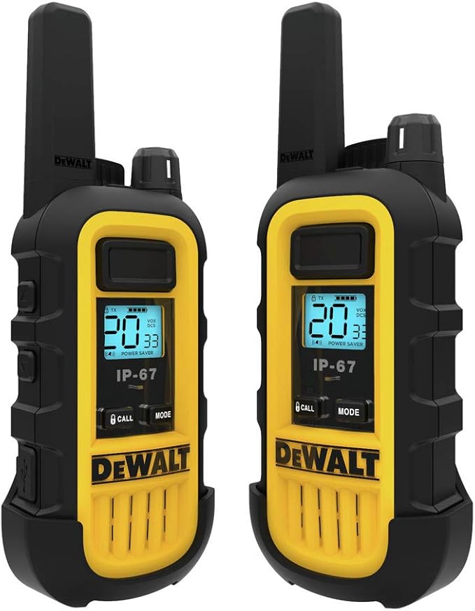 DEWALT DXFRS300 1 Watt Heavy Duty Walkie Talkies - Waterproof, Shock Resistant, Long Range & Rechargeable Two-Way Radio with VOX (2 Pack)