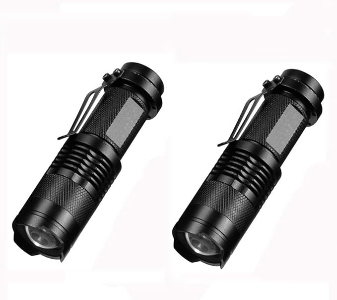 Skysted® (2 Pack A300 Super Mini Bright 300LM Single Mode Zoomable Focus Pocket Flashlight,Powered by 1 x AA or 1 x 14500 Battery(Not Included)