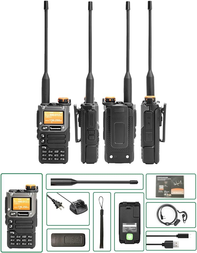 K6 UVK5(8)AM/FM/DTMF walkie Talkie 200Three Frequency Receiving walkie Talkie NOAA Weather Forecast, with Flash Replication Frequency Tpye-C LCD Display for Hiking Camping Trip Two-way radio