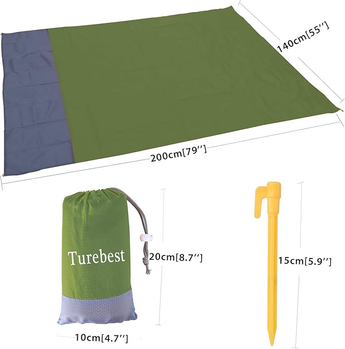 Beach Blanket 79 * 55inch, Compact Sand Proof and Waterproof Picnic Blanket, with Portable Storage Bag, Great for Outdoor Travel Camping Hiking Festival Park Sports