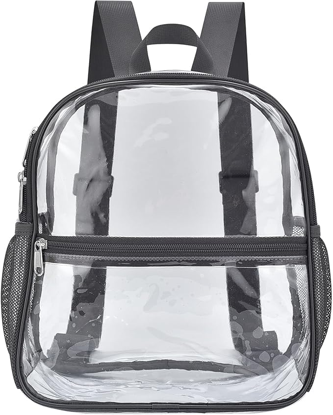 Oraben Clear Backpack for Stadium Events Clear Stadium Backpack 12x6x12 Bag (Nylon Shoulder Straps, Charcoal Gray)