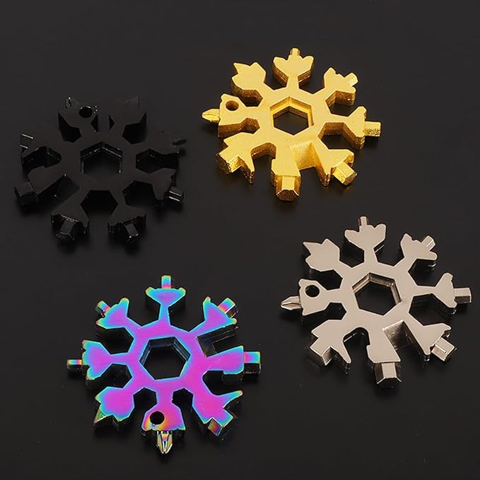 12 Pieces Snowflake Multi Tool Stainless Steel 18-in-1 Snowflake Screwdriver Multitool Bottle Opener Wrench Mens Gifts for Christmas