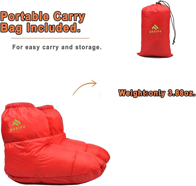 Down Booties Warm Socks Ultralight Sleeping Sock for Camping, Backpacking - Camp Sleeping Bag Tent Down Foot Warmer for Men & Women