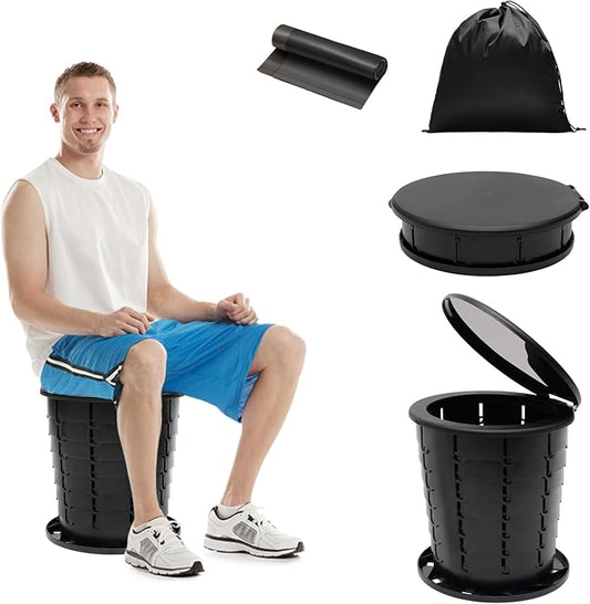 Portable Toilet for Adults, Retractable Camping Toilet, Portable Potty Adjustable Height for Adults Kids with Storage Bag, Foldable Portable Toilet for Indoor, Outdoor, Travel, Car, Hiking, Beach