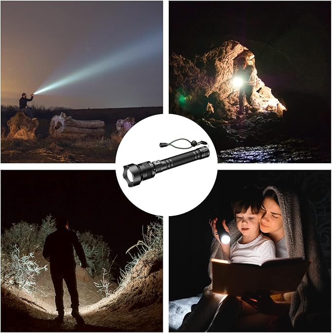 Rechargeable LED Flashlight 990,000 High Lumens, Super Bright Powerful Handheld Flash Lights, Large Tactical Flashlight Outdoor with 5 Modes