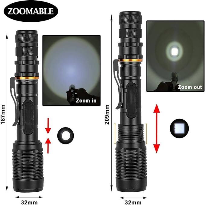 Brightes Flashlight high lumens,Powerful Tactical Flashlights,Adjustable Focus,Waterproof LED Flashlights for Camping Emergencies