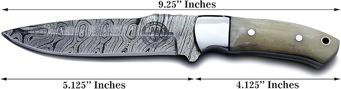Handmade Damascus Steel Knife Bowie for Hunting,Survival,Camping,Bushcraft,Fixed Blade Dagger with Drop Point Full Tang Micarta Handle, Leather Sheath - WKD-781