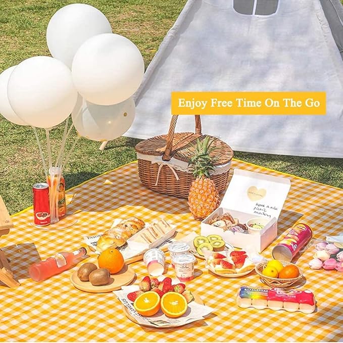 Extra Large Picnic Blanket Beach Blankets, 80''x60'' Picnic Mat Waterproof Sand Proof Foldable Portable for Outdoor Camping Hiking Travel Grass Park Music Festival Lawn Mats (yellow, 80x60 inch)