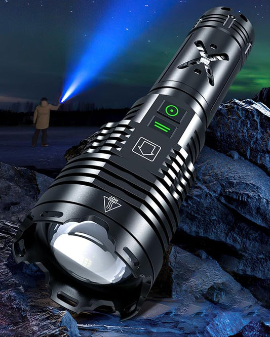 Super Bright Rechargeable Flashlights 2000000 High Lumens,Waterproof Tactical Powerful Led Flashlight Battery Powered With 6 Modes Zoomable Fast Charge,Handheld Flashlight For Camping Emergency (X2)