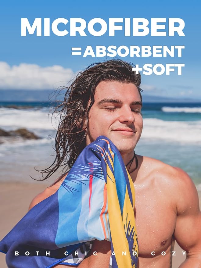 OCOOPA Microfiber Beach Towel Fast Drying, Extra Large 71" x 32" Sand Free Beach Towel Super Lightweight Towels for Swimming Pool, Camping, Picnic, Yoga Gym Sports