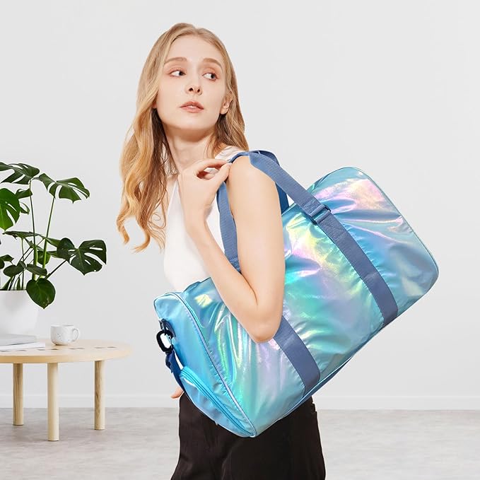 Yaopeing Gym Bag with Shoes Compartment,Sports Duffle Bag for Girls,Waterproof Travel Gym Tote Bags for Women,Blue