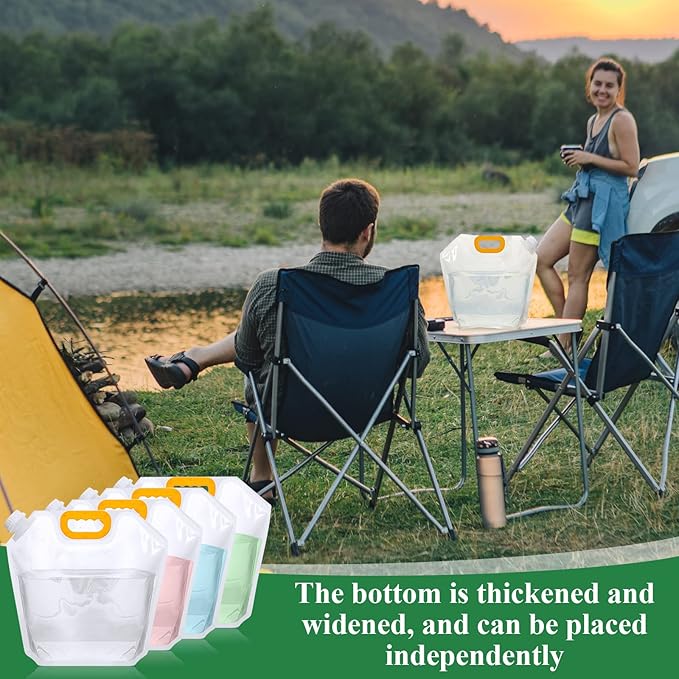 36 Pcs 1.3 Gallon Collapsible Water Storage Bag Emergency Jug Container Water Bladder Clear Plastic Storage Pouch for Outdoor Sport Camping Hiking Backpack No leak, Freezable, Odorless, Flat Folding