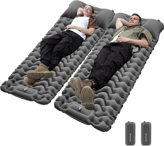 KingCamp Sleeping Pad for Camping, Inflatable Sleeping Pad Ultralight Connectable Camping Mattress with Pillow Built-in Foot Pump for Backpacking Hiking Tent Cot