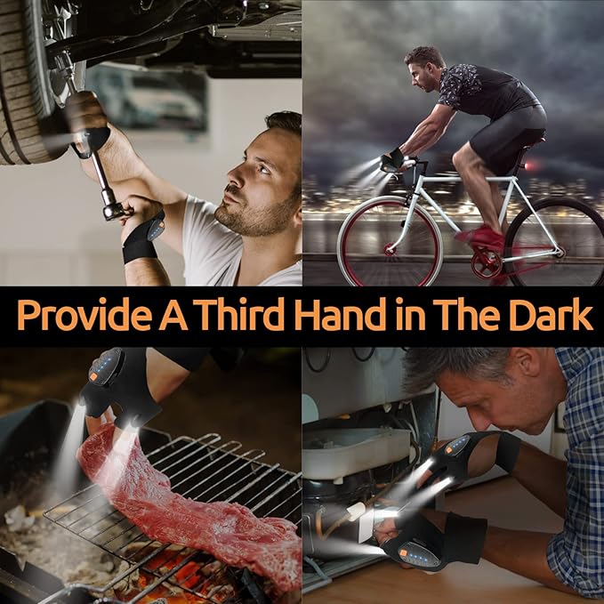 KFK Gifts for Men, LED Flashlight Gloves Gifts for Him,Mens Gifts for Father's Day, Birthday, Dad, Husband, Handyman