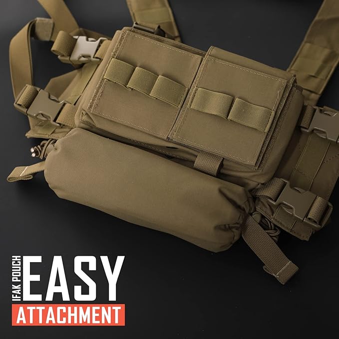 WYNEX Tactical First Aid Drop Dump Pouch, Medical Trauma Roll Up Drop Pouch EMT IFAK Sub Abdominal Carrying Bag with Hook-N-Loop for Chest Rig Vest