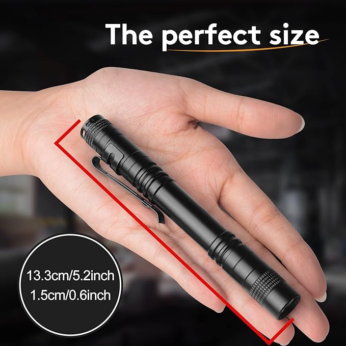 Flashlight, 2 PCS Mini Pen LED Lights, High Lumens, Pocket Size, Removable Clip, Wide Application, Batteries Not Included