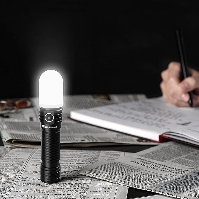 Wurkkos Flashlight WK03-1800 High Lumen Flashlight,SST-40 LED 90CRI 217M 6000K IP68 Waterproof LED Flashlight with Diffuser,EDC Pocket Flashlights 5 Modes for Camping,Home,Emergencies