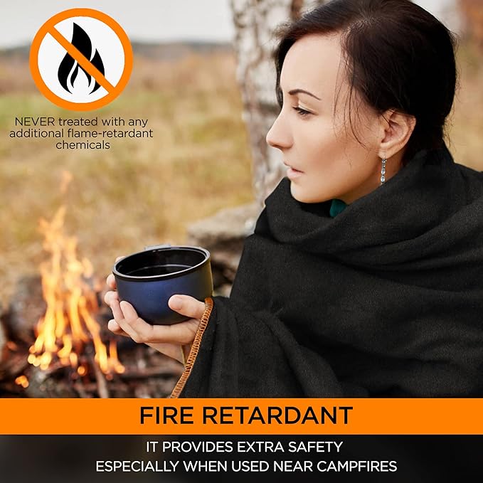 Large Military Wool Blanket by Teco Outdoor- Warm & Thick Emergency Survival Blanket Great for Camping, Outdoors, Sports Events- Washable First-Aid Fire Retardant Throw Blanket- 4.5 lbs, 64" x 88"