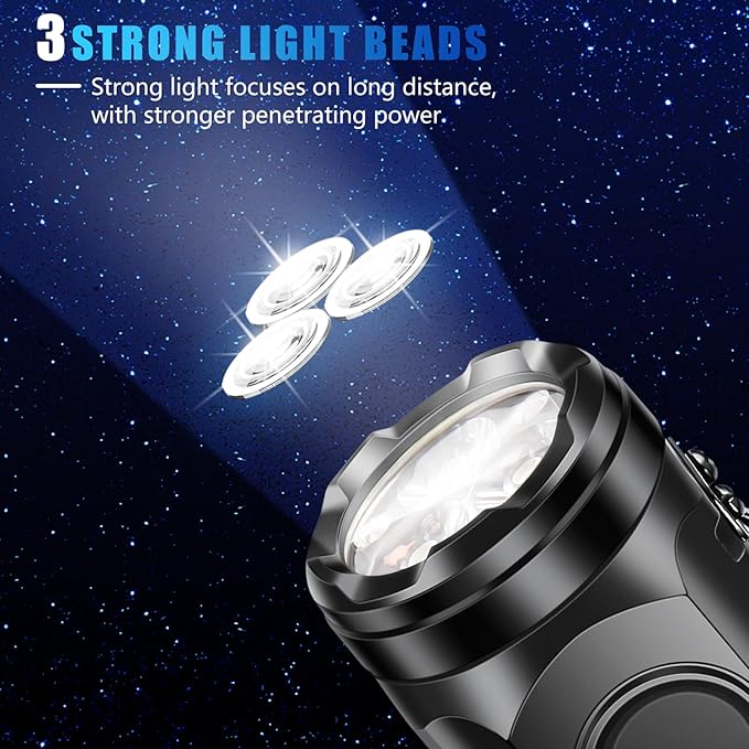 2 Pcs Mini Flashlight Rechargeable, Pocket Flashlight Super Bright 5 Modes, Powerful Mini Flashlight Portable Small LED Flashlight for Camping Outdoor
