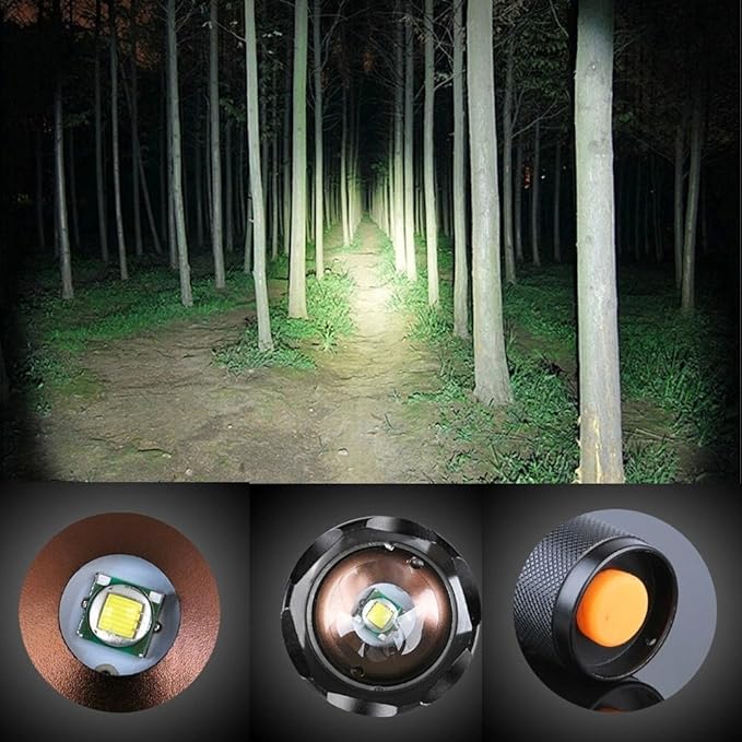 BESTSUN 3000 High Lumens Tactical Flashlights, Military Grade 5 Modes Super Bright LED 18650 Flashlight Focus Torch Lamp Adjustable for Camping Hiking Emergency