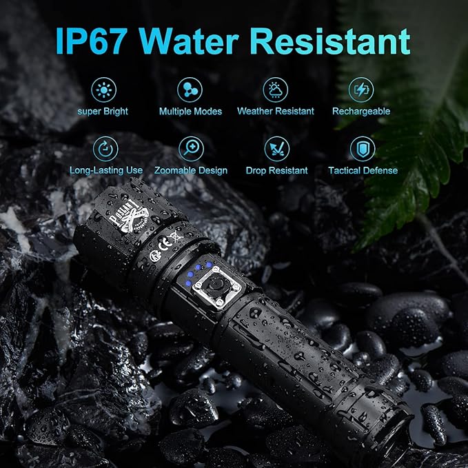 Flashlights LED High Lumens Rechargeable,Brightest 950000 lumens Flash Light, High Power Tactical Flashlight,Handheld Waterproof Flashlights for Emergency Camping Gift