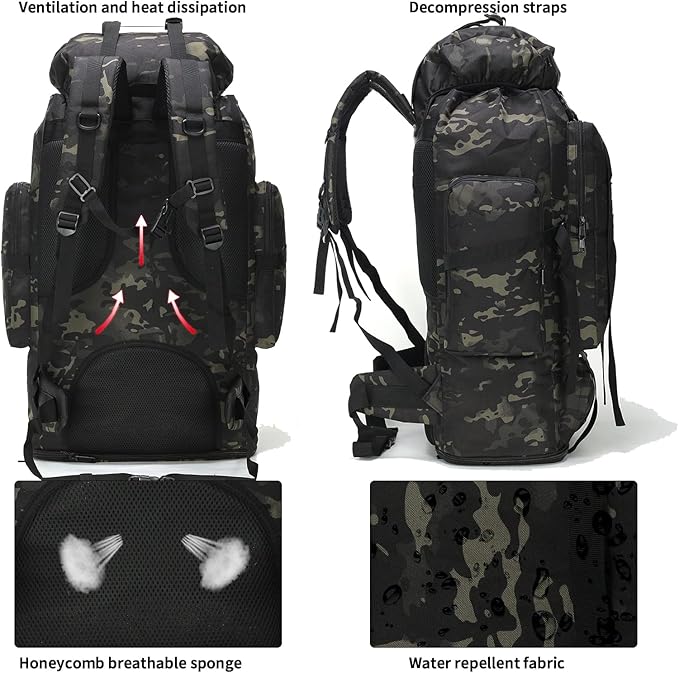 Hiking Backpack for Men 70L/100L Camping Backpack Military Rucksack Molle 3 Days Assault Pack for Climbing