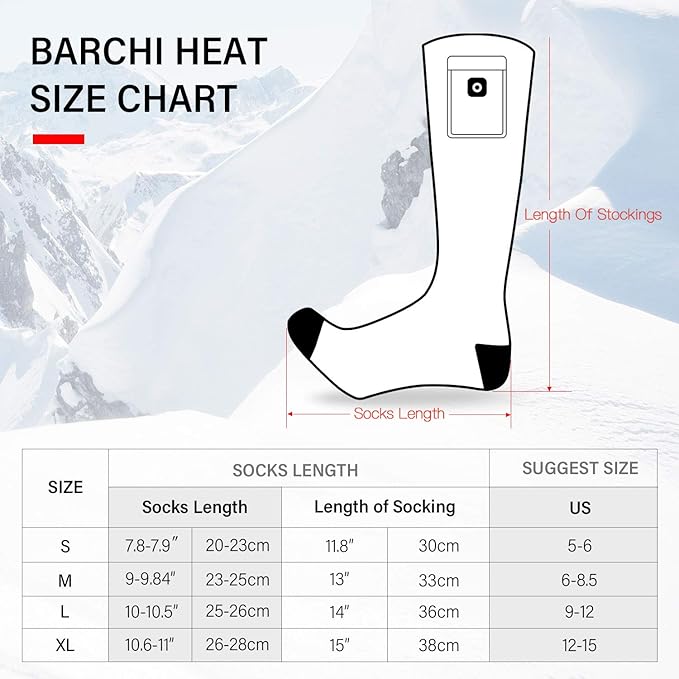 Battery Heated Socks - Rechargeable Warm Winter Socks for Men Women, Foot Warmers for Camping Hunting Running Hiking Riding Skiing Cycling Motorcycle Cold Feet