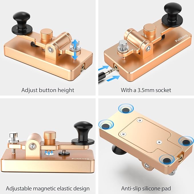 Classical Morse Mini Code Key Morse Code Paddle Key Aluminum Alloy Mini-Key Morse CW Portable Key Morse Practice Key Gold